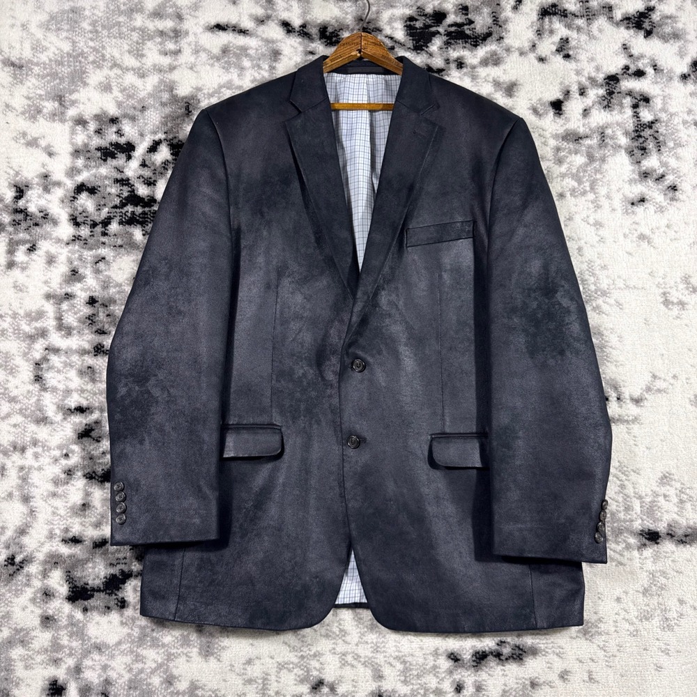 Lauren Ralph Lauren‎ Blazer Mens 46L Faux Leather Black Office Career Lined